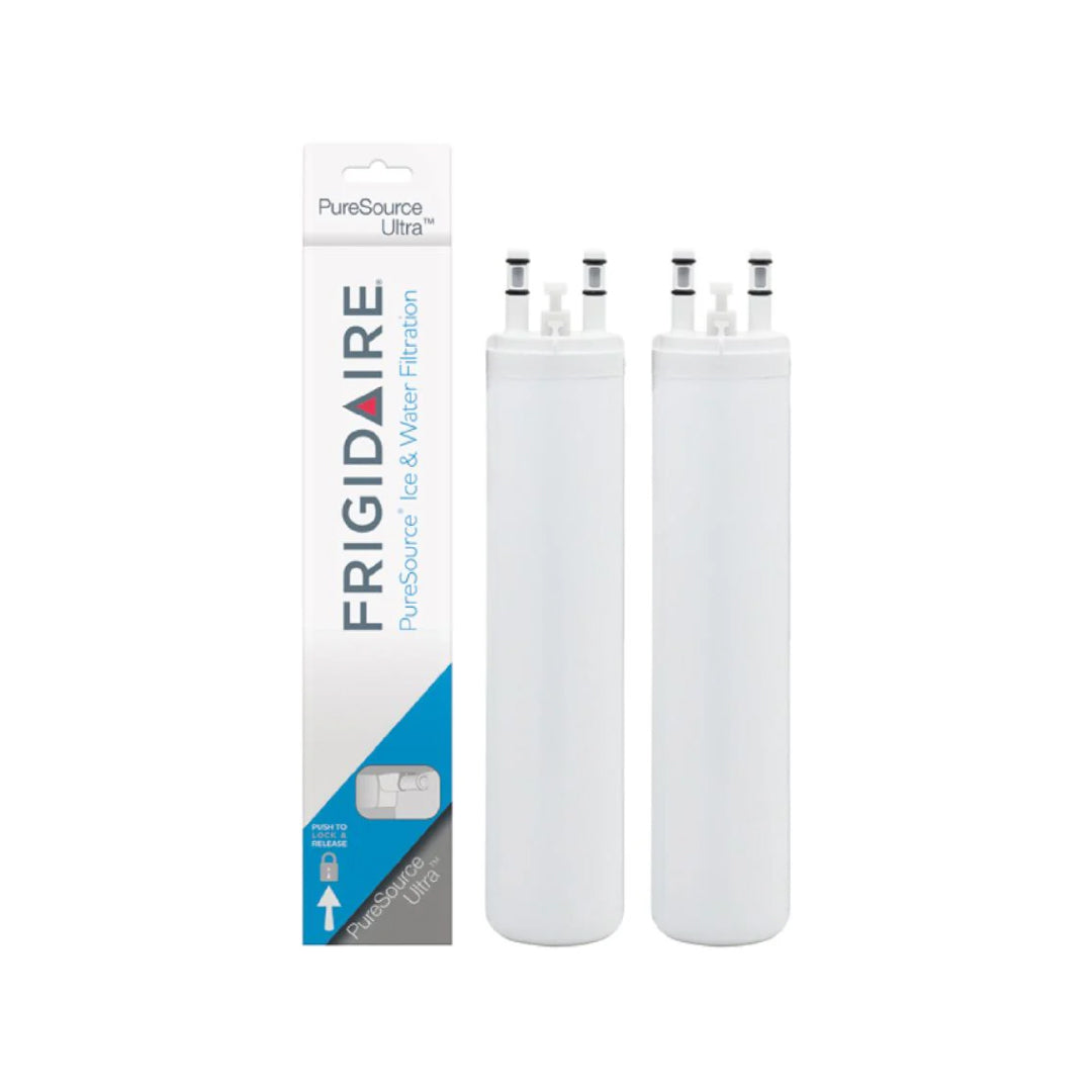 Two Frigidaire ULTRAWF PureSource Ultra refrigerator water filters with packaging for clean ice and water filtration